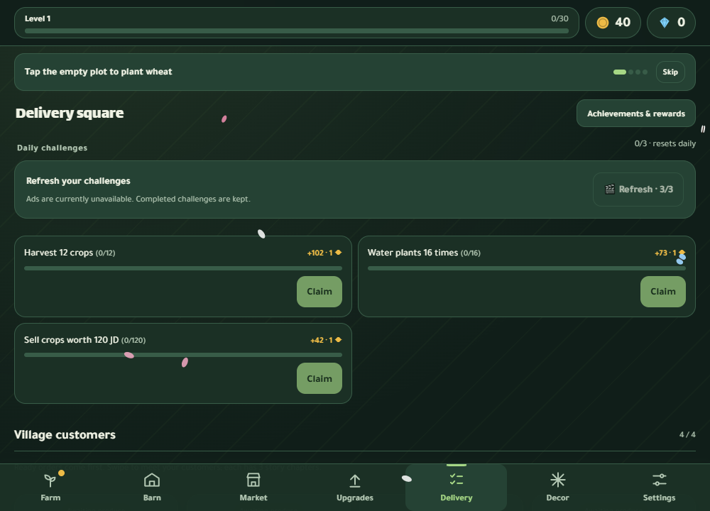 Daily challenges & deliveries
